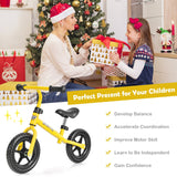 Bicicleta de equilibrio para niños sin pedales con manillar y asiento ajustables - Amarilla