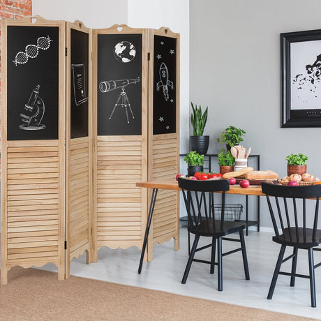 Divisor de ambiente plegable de 4 paneles con pizarra