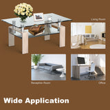 Mesa de centro rectangular de cristal con patas metálicas para salón