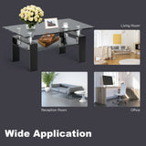 Mesa de centro rectangular de cristal con patas metálicas para salón