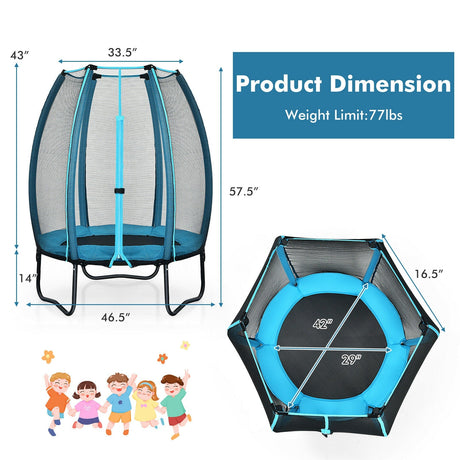 Cama Elástica Recreativa Infantil de 1.2 metros con Red de Seguridad - Azul