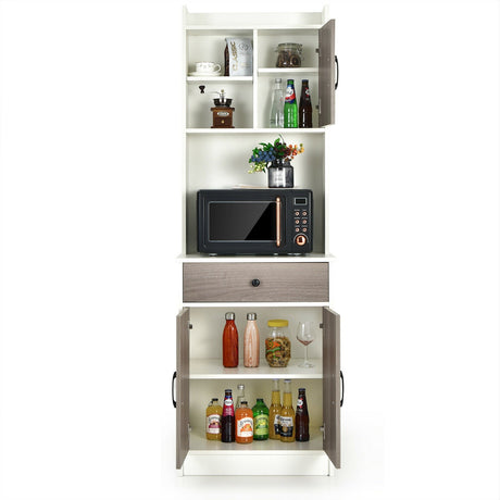 Alacena de cocina de 3 puertas y 71 pulgadas con despensa, bufé, almacenamiento y estante ajustable