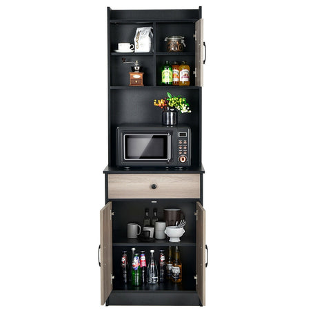Alacena de cocina de 3 puertas y 71 pulgadas con despensa, bufé, almacenamiento y estante ajustable