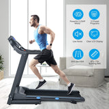 Cinta de correr eléctrica motorizada plegable de 2.25 HP con pantalla LCD retroiluminada azul