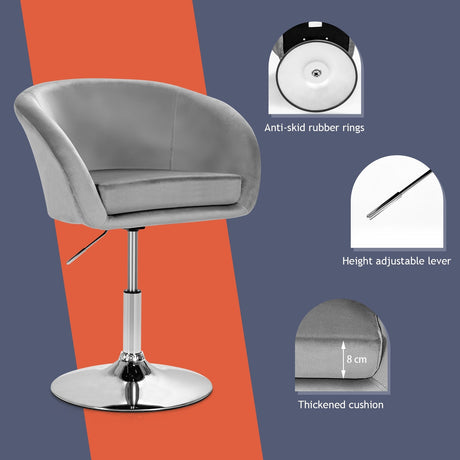 Taburete de Maquillaje Giratorio 360 Grados Silla Decorativa con Respaldo Redondo y Base Metálica