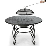 Mesa de comedor con brasero de patio de 35.5 pies con parrilla para barbacoa
