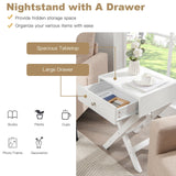 Mesita de noche moderna en forma de X con cajón para sala de estar o dormitorio