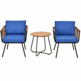 Juego de Muebles de Bistró para Patio de 3 Piezas con Reposabrazos y Cojines Suaves