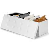 Asiento otomano plegable grande de 45 pulgadas con almacenamiento - Blanco