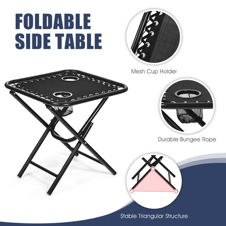Juego de 3 piezas de sillas reclinables portátiles plegables de gravedad cero con mesa