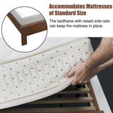 Base de cama de plataforma de tamaño matrimonial con somier de listones y cabecero alto