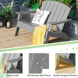 Sillón Adirondack de patio de HDPE para porche, jardín, patio trasero - Gris