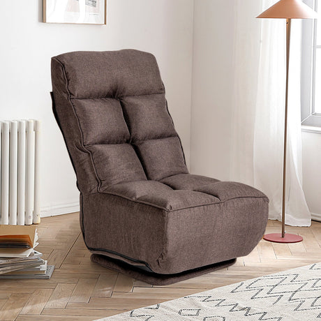 Sillón de Suelo Plegable con Giro de 360 Grados y 6 Posiciones Ajustables