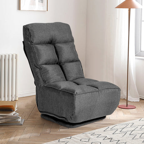 Sillón de Suelo Plegable con Giro de 360 Grados y 6 Posiciones Ajustables