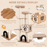 Árbol rascador para gatos de interior con plataforma y postes rascadores - Beige