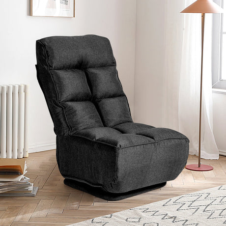 Sillón de Suelo Plegable con Giro de 360 Grados y 6 Posiciones Ajustables