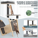 Rascador moderno de 5 niveles para gatos con cojines lavables - Gris