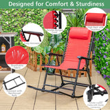 Sillón mecedora plegable liviano para exteriores con reposapiés