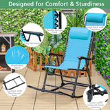 Sillón mecedora plegable liviano para exteriores con reposapiés