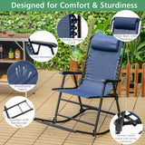 Sillón mecedora plegable liviano para exteriores con reposapiés