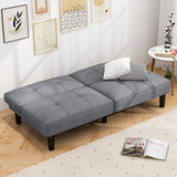 Sofá Cama Plegable Convertible Tipo Futón con Respaldo Ajustable en 6 Posiciones-Gris