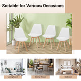 Juego de 4 sillas de comedor modernas de mediados de siglo con asiento de PU de carcasa y patas de madera