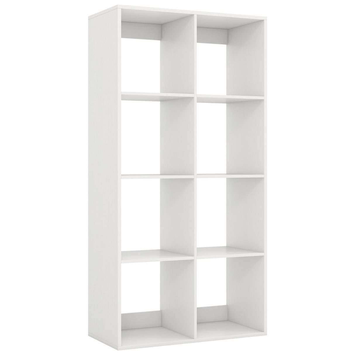 Estantería de 8 cubos con barandilla trasera para salón o dormitorio - Blanca