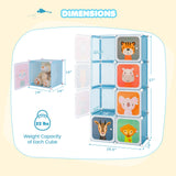 Armario infantil de 8 cubos con sección para colgar ropa y puertas - Rosa