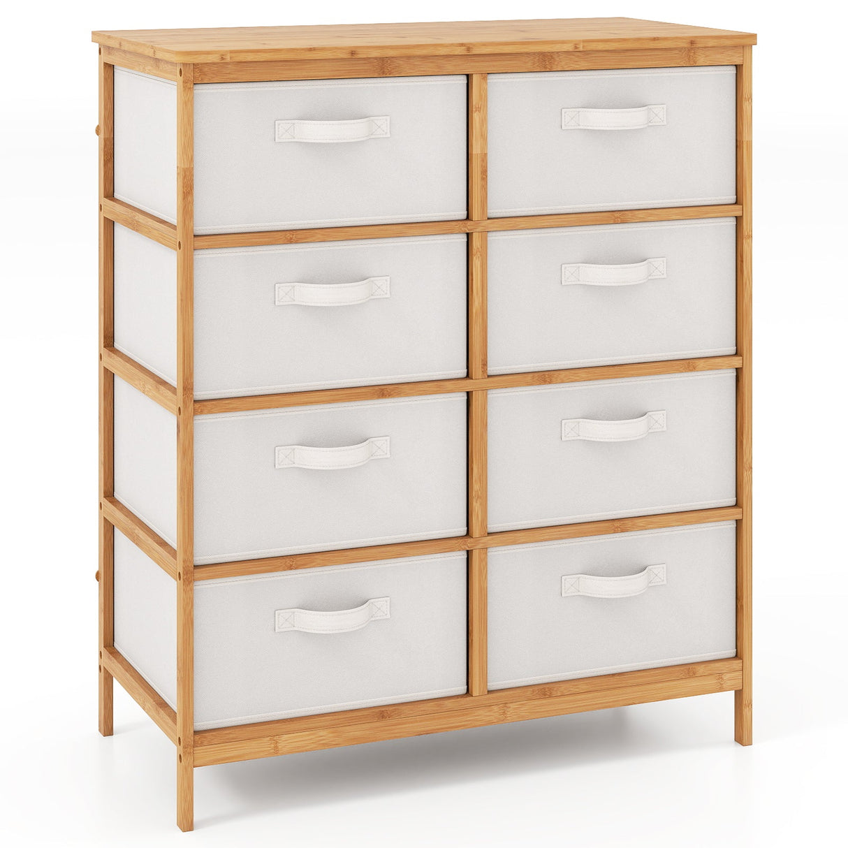 Cómoda de 8 cajones con cubos de tela extraíbles para dormitorio - Beige
