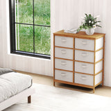 Cómoda de 8 cajones con cubos de tela extraíbles para dormitorio - Beige