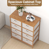 Cómoda de 8 cajones con cubos de tela extraíbles para dormitorio - Beige