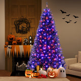 Árbol de Navidad Artificial de 6/7/8 Pies con 6 Modos de Iluminación y Sonidos Escalofriantes