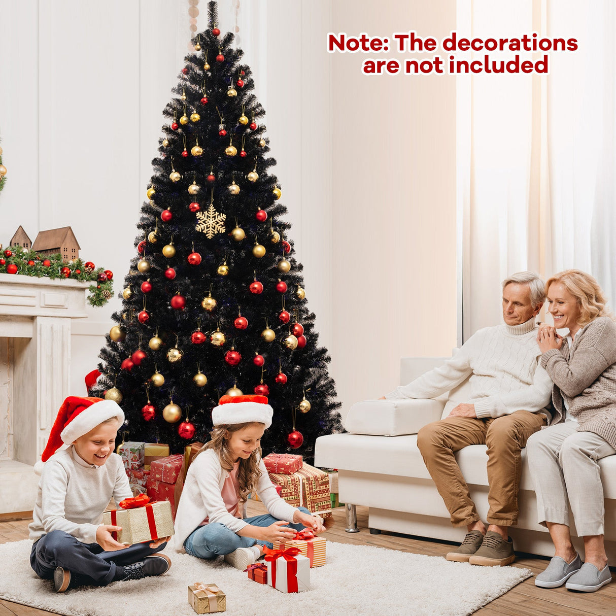 Árbol de Navidad Artificial de 6/7/8 Pies con 6 Modos de Iluminación y Sonidos Escalofriantes