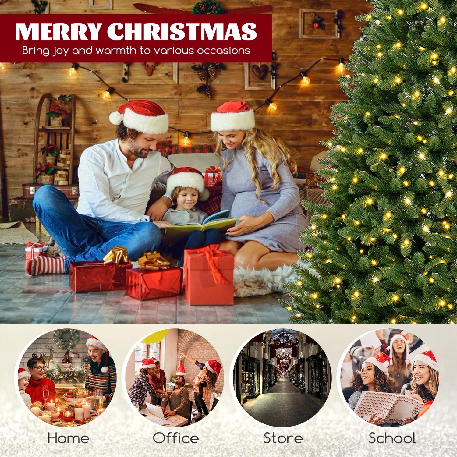 Árbol de Navidad Artificial de Esquina de 8 pies con 1137 Puntas de Rama y 360 Luces LED Blancas Cálidas