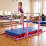 8 FT Double Horizontal Bars with 13-Level Adjustable Heights and 6-Level Adjustable Width-Pink