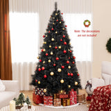 Árbol de Navidad/Halloween Artificial Negro de 6/7/8 Pies con Puntas de Rama de PVC y 210/320/450 Luces LED Blancas Frías