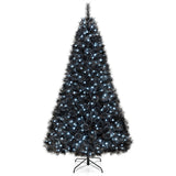 Árbol de Navidad/Halloween Artificial Negro de 6/7/8 Pies con Puntas de Rama de PVC y 210/320/450 Luces LED Blancas Frías