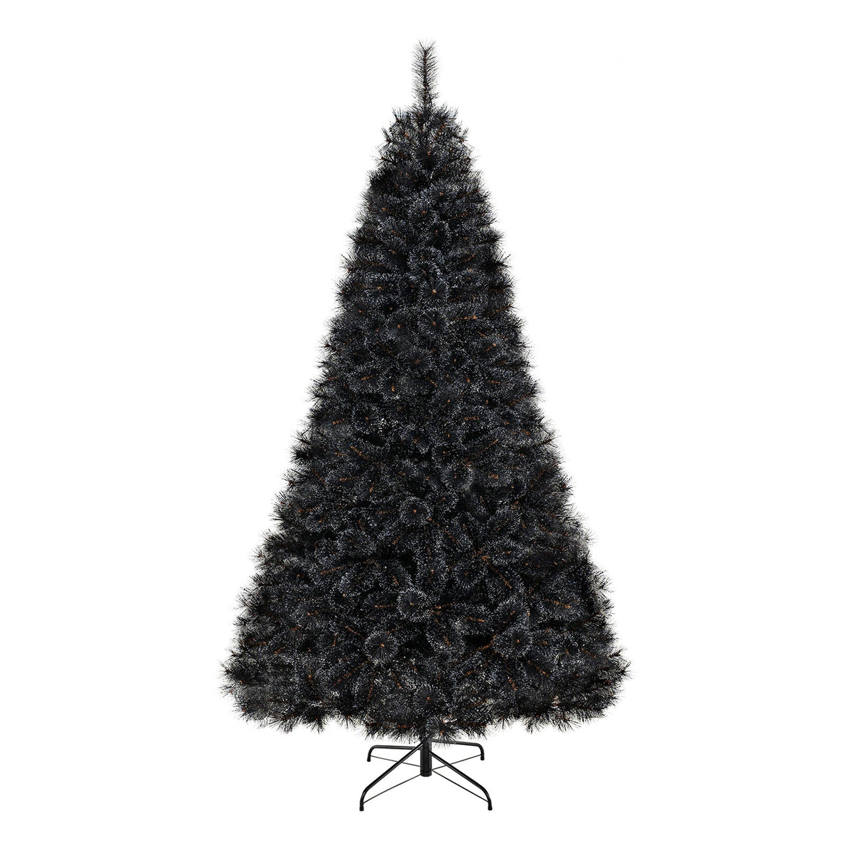 Árbol de Navidad/Halloween Artificial Negro de 6/7/8 Pies con Puntas de Rama de PVC y 210/320/450 Luces LED Blancas Frías