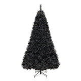 Árbol de Navidad/Halloween Artificial Negro de 6/7/8 Pies con Puntas de Rama de PVC y 210/320/450 Luces LED Blancas Frías