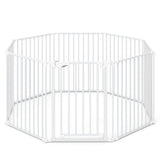 8-Panel Extra Wide Baby Gate Adjustable Pet Safety Fence with Auto-close Door