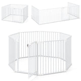 8-Panel Extra Wide Baby Gate Adjustable Pet Safety Fence with Auto-close Door