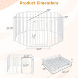 8-Panel Extra Wide Baby Gate Adjustable Pet Safety Fence with Auto-close Door