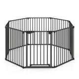 8-Panel Extra Wide Baby Gate Adjustable Pet Safety Fence with Auto-close Door