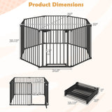 8-Panel Extra Wide Baby Gate Adjustable Pet Safety Fence with Auto-close Door