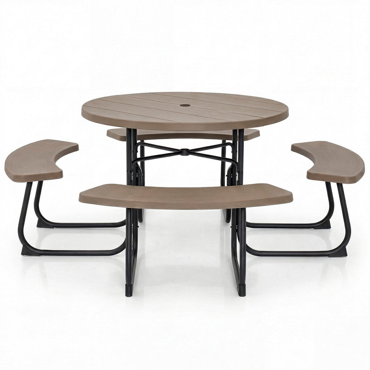 Juego de mesa y bancos de picnic al aire libre para 8 personas con orificio para sombrilla
