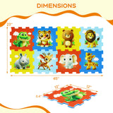 Alfombra de juego entrelazada para bebés de 8 piezas con animales educativos