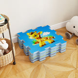Alfombra de juego entrelazada para bebés de 8 piezas con animales educativos