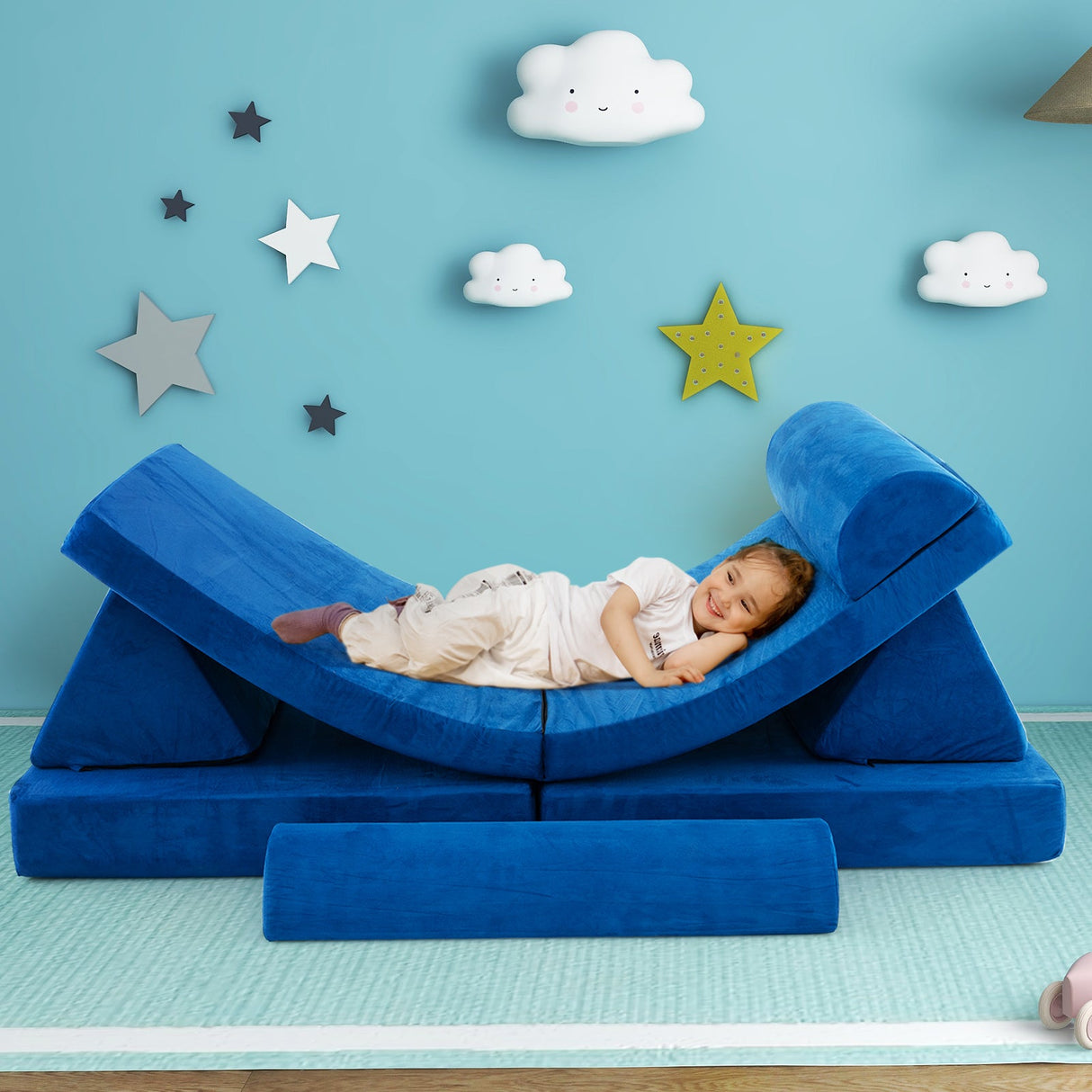 Juego de sofá convertible para niños de 6 piezas con cremallera