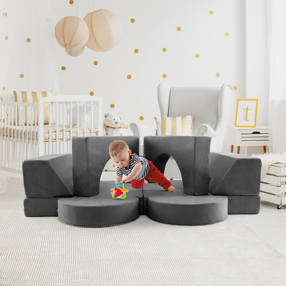 Sofá de juegos modular de 8 piezas para niños con funda desmontable para sala de juegos y dormitorio