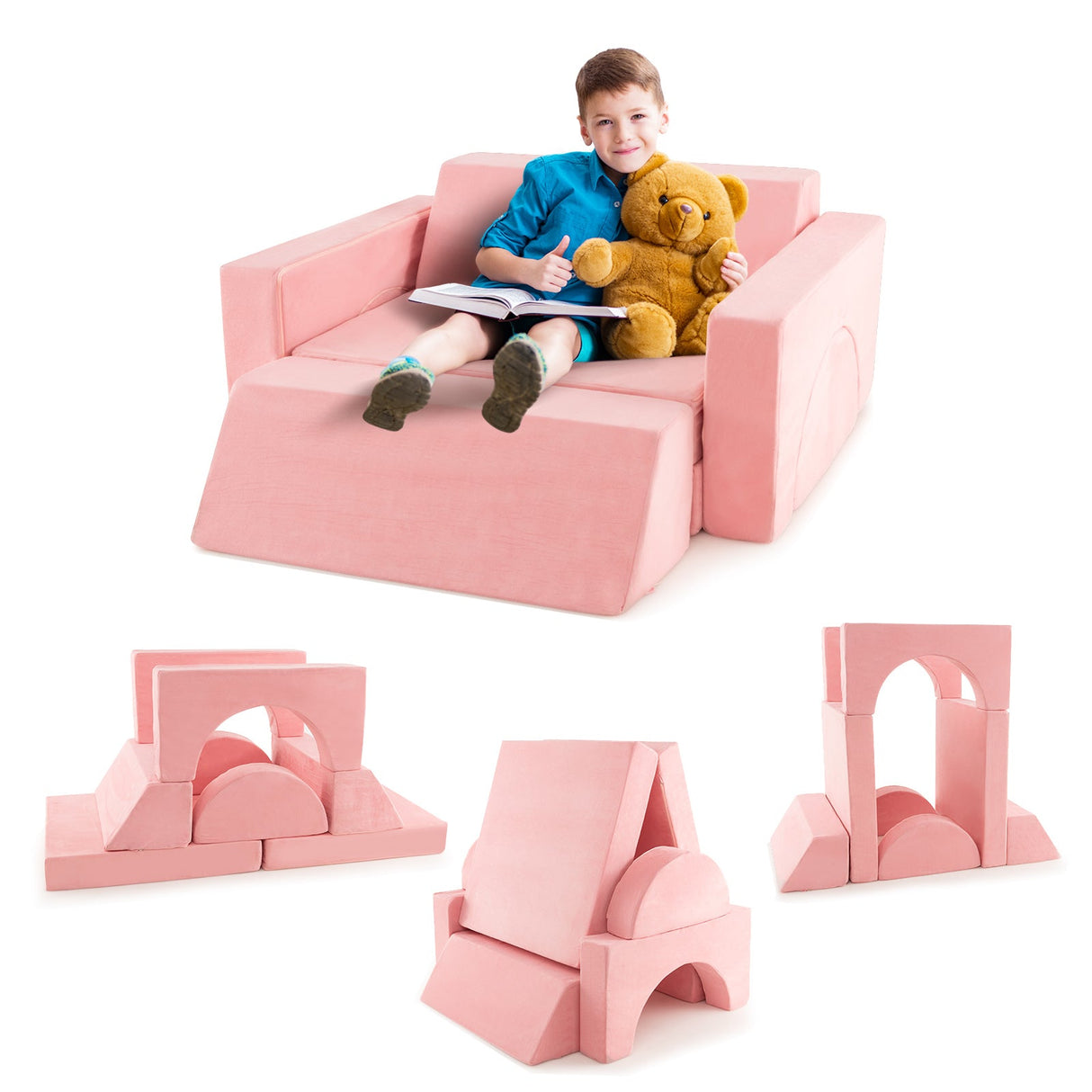 Sofá de juegos modular de 8 piezas para niños con funda desmontable para sala de juegos y dormitorio